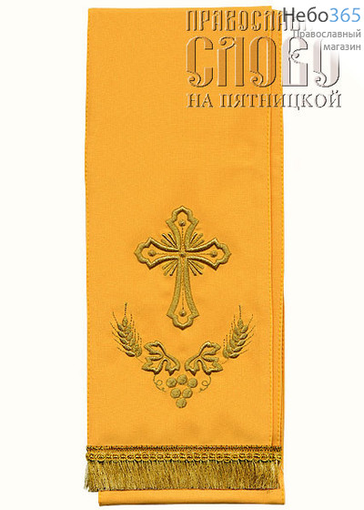  Закладка  для Евангелия, желтая с золотом, вышивка "Крест", ткань габардин, размеры: 14 х 145 см, фото 1 