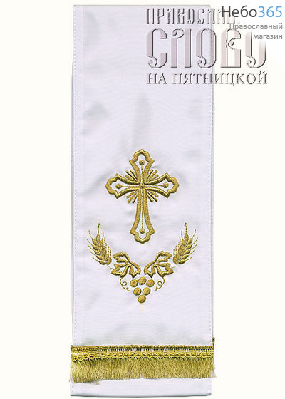  Закладка  для Евангелия, белая с золотом, вышивка "Крест", ткань габардин, размеры: 14 х 145 см, фото 1 