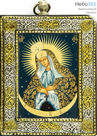  Икона на дереве 22PSG 9х11, шелкография, посеребренная риза Божией Матери Остробрамская, фото 1 