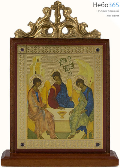  Икона на дереве 6х9, с навершием, на подставке Святая Троица, фото 1 