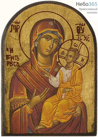  Икона на дереве B 1 W, 10х15, ручное золочение Божией Матери Одигитрия (Скорая), фото 1 