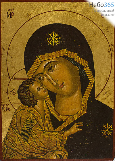  Икона на дереве B 3, 13х19, ручное золочение, без ковчега икона Божией Матери Донская, фото 1 