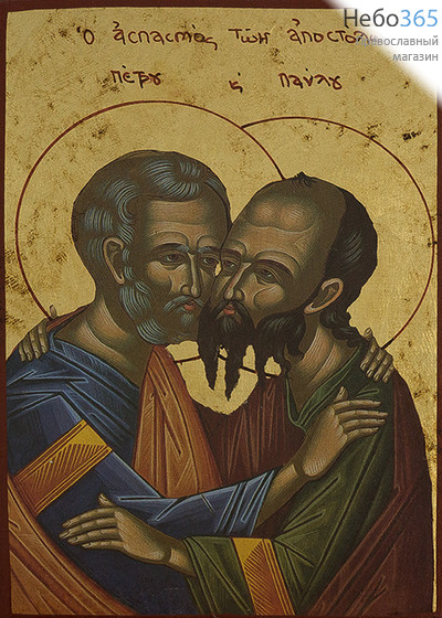  Икона на дереве B 3, 13х19, ручное золочение, без ковчега Петр и Павел, апостолы, фото 1 