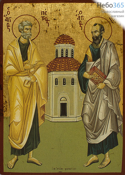  Икона на дереве B 5, 19х26, ручное золочение Петр и Павел, апостолы (2763), фото 1 