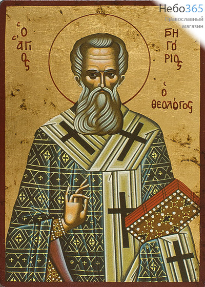  Икона на дереве B 5, 19х26, ручное золочение Григорий Богослов, святитель (2387), фото 1 