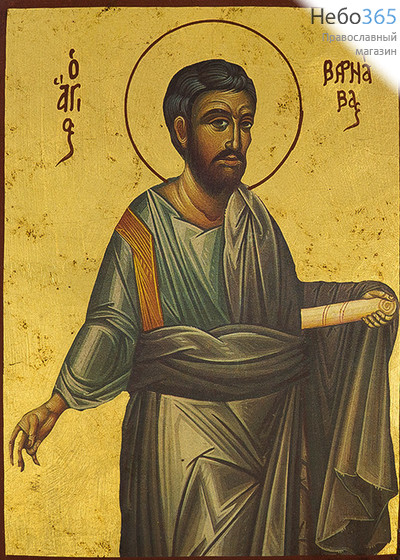  Икона на дереве B 5, 19х26,  ручное золочение Варнава, апостол, фото 1 