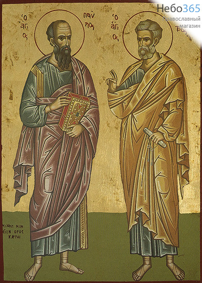  Икона на дереве B 5, 19х26, ручное золочение Петр и Павел, апостолы (2739), фото 1 