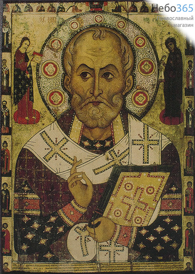  Икона на дереве 15х18, печать на холсте, копии старинных и современных икон Николай Чудотворец, святитель, фото 1 