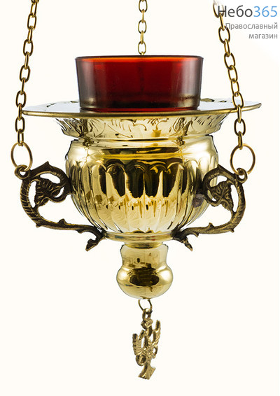  Лампада подвесная латунная со стаканом, высотой 12 см, 589 В, фото 1 