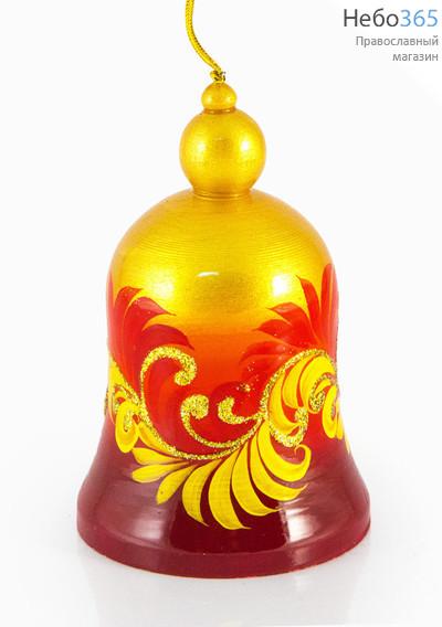  Колокольчик деревянный большой "Русская сказка", высотой 10-12 см, 24020 цвет: золотисто- красный, фото 2 