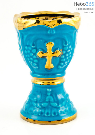  Лампада настольная керамическая Виноград, с эмалью и золотом, высотой 11,5 см, фото 1 