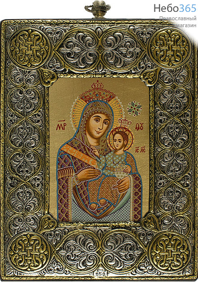  Вифлеемская икона Божией Матери. Икона шелкография 11х15, 4SR, в посеребренной ризе, фото 1 