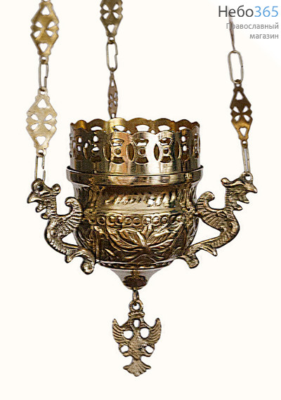  Лампада подвесная латунная с литьём, с чеканкой, 910713, фото 1 