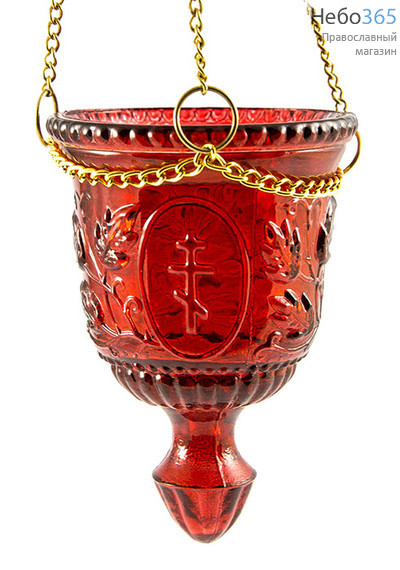  Лампада подвесная стеклянная "Конус. Лоза", окрашенная, с цепью, фото 1 