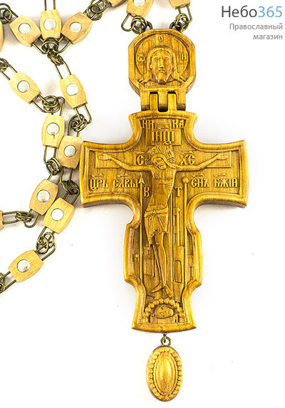  Крест наперсный протоиерейский деревянный с короной и подвеской. Ольха, машинная резьба с ручной доводкой, высота . см., фото 1 