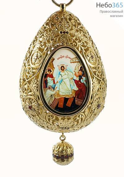  Яйцо пасхальное латунное № 2, подвесное, с позолотой, с принтом, вес 191,91 г, 2.13.0228лп (5851214), фото 1 