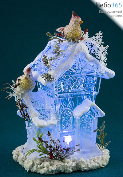  Сувенир рождественский Домик, из пластика, с подсветкой, высотой 17,5 см, АК7521., фото 1 