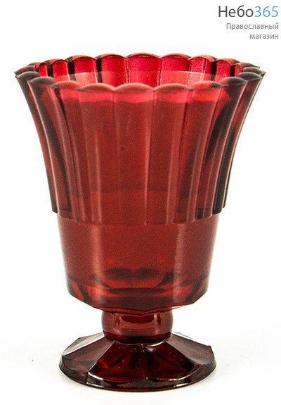  Лампада настольная стеклянная "Тюльпан" , на ножке, окрашенная, разного цвета, в ассортименте, высотой 10 см., фото 1 