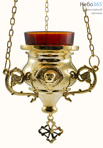  Лампада подвесная латунная Херувим, со стаканом, высотой 9 см, 237 Е, фото 1 