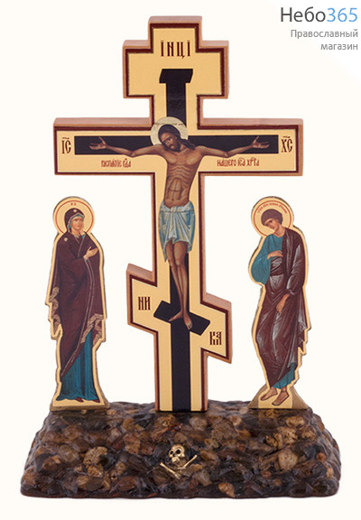 Крест деревянный "Голгофа" с предстоящими, литография (фото), Х20423, фото 1 