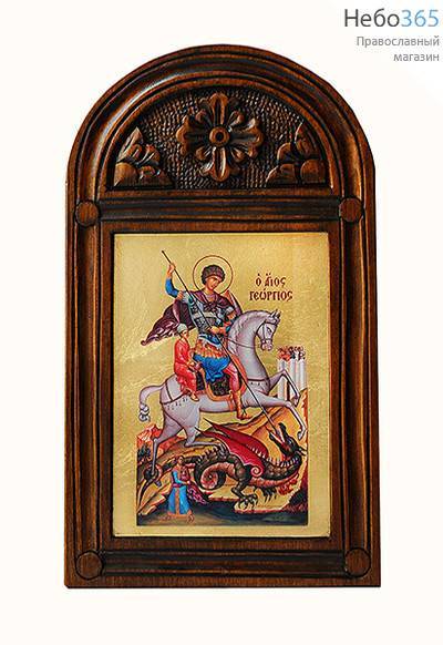  Икона на дереве (Пш) 10х14 (с рамой 15х26), шелкография, фигурная резная рама, фото 1 