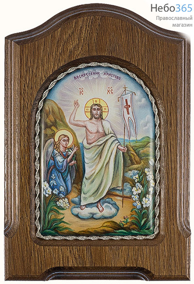  Воскресение Христово. Икона писаная 7,5х11 (с основой 12х18), эмаль, скань (Гу), фото 1 