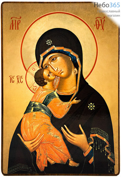  Икона на дереве 14х20, покрытая лаком Божией Матери Владимирская, фото 1 