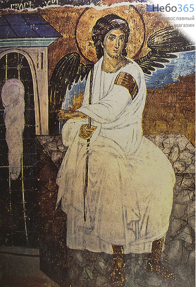  Икона на дереве 40х60 см, печать на холсте, копии старинных и современных икон (Су) Ангел на Гробе Господнем, фото 1 