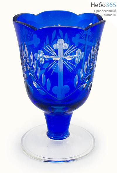  Лампада настольная стеклянная синяя, объемом 170 мл; 8х12,5 см, № 11-т1В , арт. 22, фото 1 