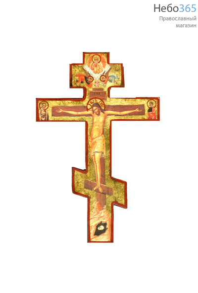  Крест с Распятием 17х26,5х2,2 см. Деревянная основа, ручная позолота, восьмиконечная форма креста, фото 1 