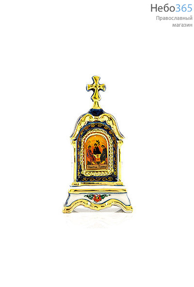  Киот фарфоровый настольный К-10 мини, 1 икона , с цветной росписью и золотом Святая Троица, фото 1 