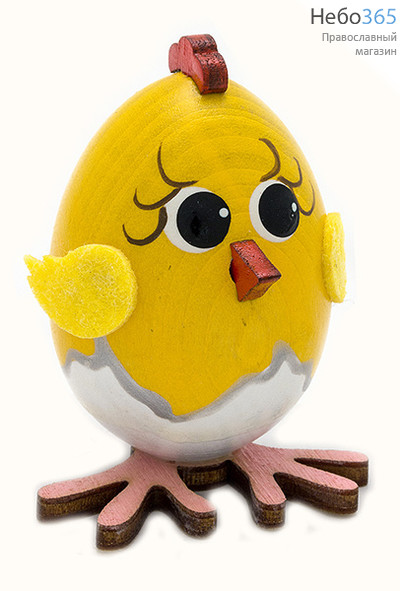  Сувенир пасхальный деревянный, "Цыплёнок", с цветной росписью, высотой 5 см (в уп.- 10 шт.), фото 1 