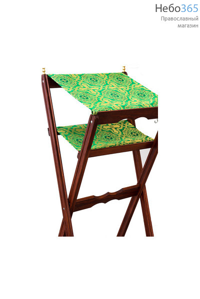  Аналой деревянный раскладной, двойной, с тканевым верхом и тканевой полочкой , с 2 латунными подсвечниками,111006 Зеленый, фото 1 