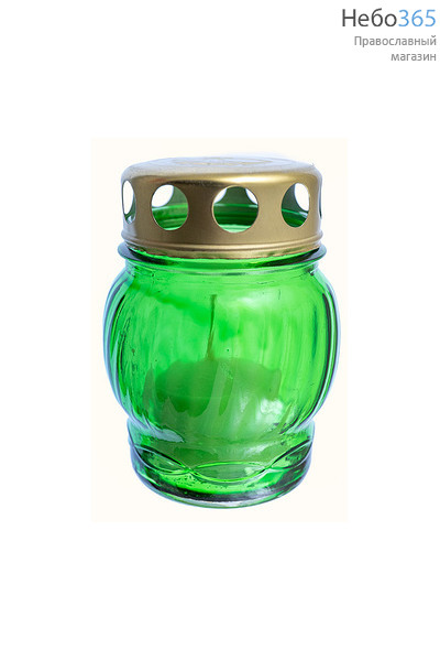  Лампада "неугасимая" S 72, стеклянная, в ассортименте, с парафиновой свечой (в уп.- 23 шт.) Зеленый, фото 1 