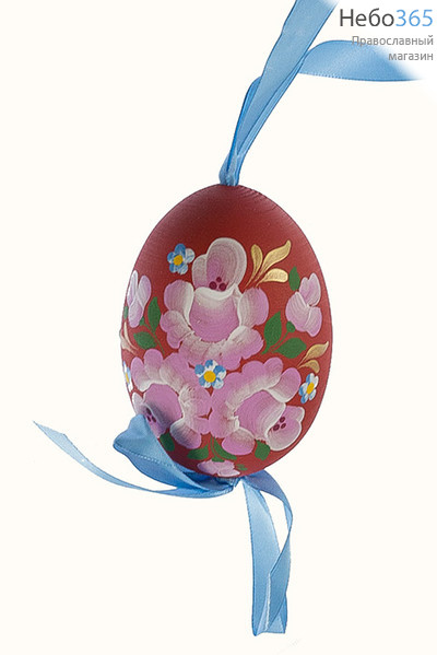  Яйцо пасхальное деревянное с росписью, Кулич, Сергиев - Посад, 31039 Цвет: красный, фото 1 