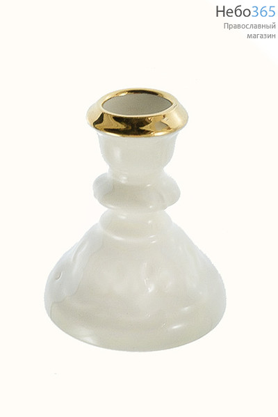  Подсвечник керамический "Лесной", белая глазурь, с золотой отводкой (в уп.- 5 шт.), фото 1 