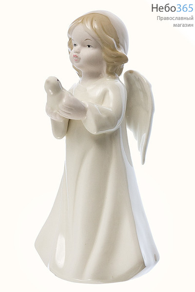  Ангел, фигура фарфоровая высотой 19 см, LS-6789-1 ангел с голубем в белом хитоне, фото 1 