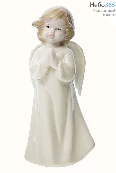  Ангел, фигура фарфоровая высотой 19 см, LS-6789-1 ангел с ручками в белом хитоне, фото 1 