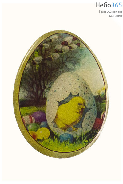  Магнит пасхальный "Яйцо" из ПВХ, с пасхальными сюжетами, BS10102 / 17796 Вид №22  Цыплёнок в яйце, верба, фото 1 