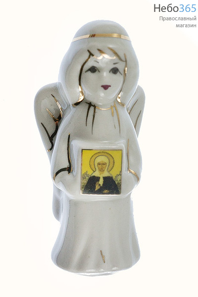  Ангел, фигура фарфоровая с иконой, высотой.Кисловодский фарфор с иконой блаженной Матроны Московской, фото 1 