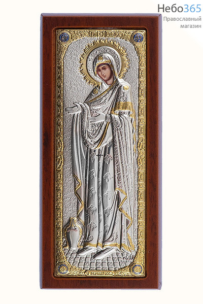  Геронтисса икона Божией Матери. Икона на деревянной основе 5x11 см, шелкография, в посеребренной и позолоченной ризе с цветной эмалью (RS 101 DА) (СмП), фото 1 