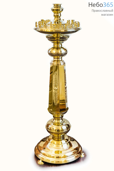  Подсвечник храмовый латунный на 48 свечей, с шестигранной стойкой, с литыми элементами (11, №30), фото 1 