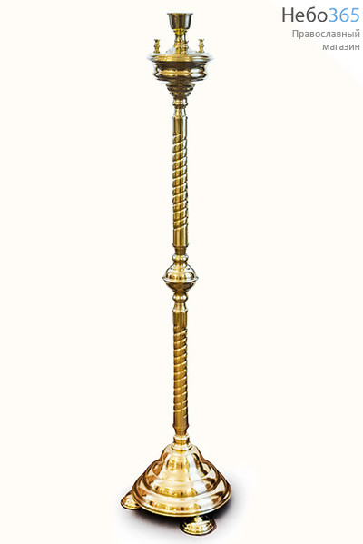  Подсвечник храмовый латунный на 3 свечи, с витой стойкой (12), фото 1 