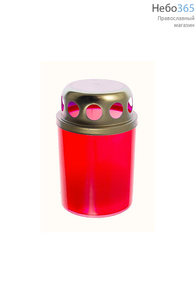  Лампада "неугасимая" Z011/XR-202ХХ, в пластмассовом корпусе, с парафиновой свечой (в уп. - 48 шт.) цвет: красный, фото 1 