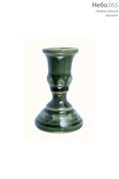 Подсвечник керамический "Малый" с цветной глазурью (в уп.- 5 шт.) цвет: зеленый, фото 1 