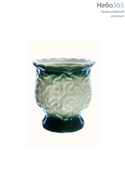  Лампада настольная керамическая "Лилия", цветная, с аэрографией, высотой 8 см. цвет: зеленый, фото 1 
