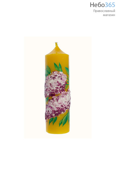  Свеча парафиновая пасхальная, "Пеньковая большая "Сирень", высотой 14,5 см (в коробе - 15 шт.), 11-30 цвет: желтый, фото 1 