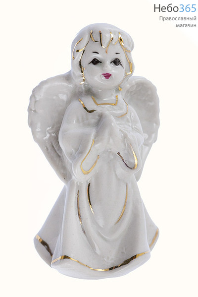  Ангел, фигура фарфоровая в белом хитоне, с золотой росписью, высотой 9 см, 2-х видов, в ассортименте, Кисловодский фарфор, фото 1 
