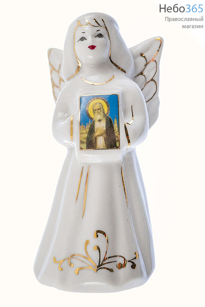  Ангел-колокольчик фарфоровый с иконой, 11 см, Кисловодский фарфор, фото 1 