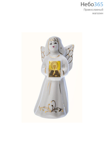  Ангел-колокольчик фарфоровый с иконой, 11 см, Кисловодский фарфор с иконой блаженной Матроны, фото 1 